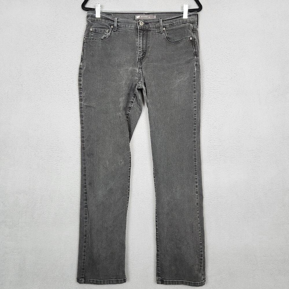 Levis 505 Jeans Womens 10 Charcoal Black Straight Leg Mid Rise Denim 32x30.5